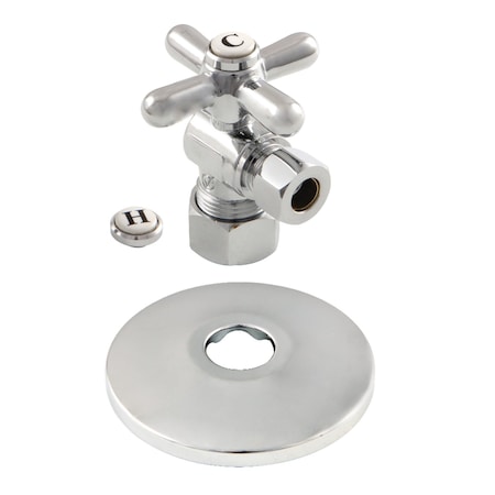 Kingston Brass CC53301XK 5/8-Inch X 3/8-Inch OD Comp Quarter-Turn Angle Stop Valve with Flange, Polished Chrome CC53301XK